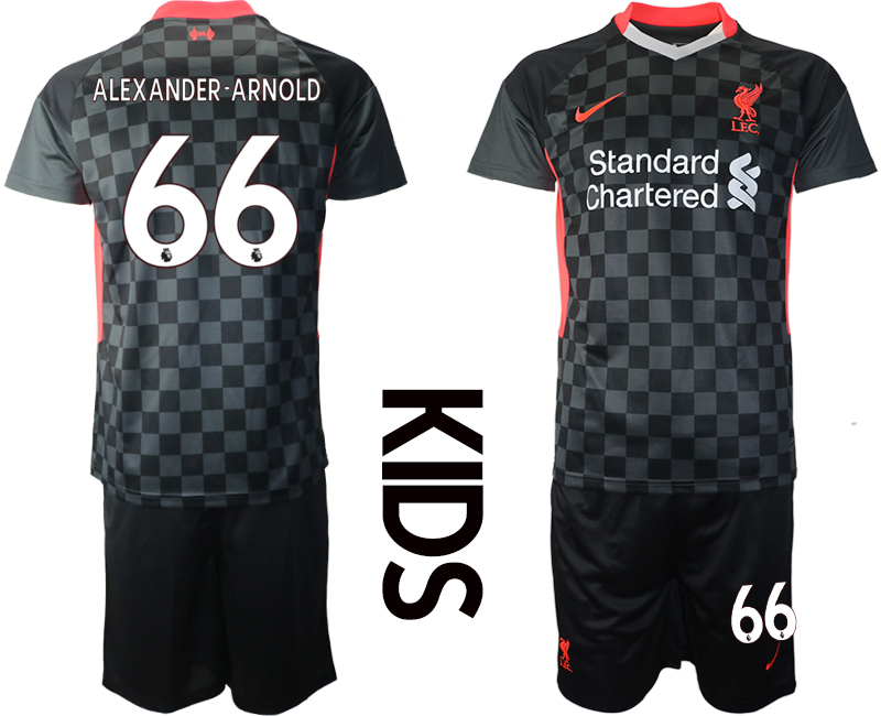Youth 2020-2021 club Liverpool away #66 black Soccer Jerseys->customized soccer jersey->Custom Jersey